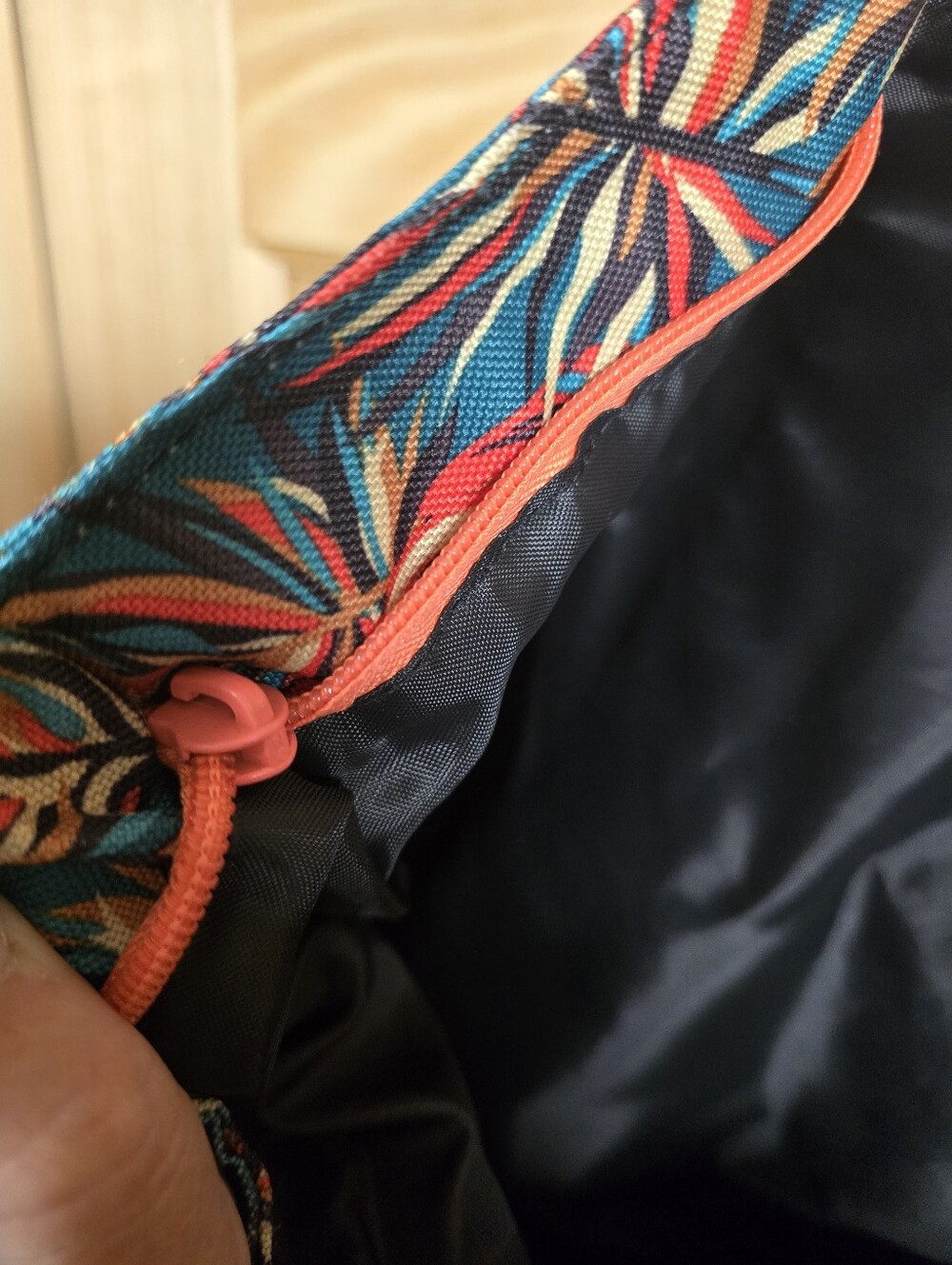 Teal Tropical Tote Bag with Coral Straps - Picture 12 of 14